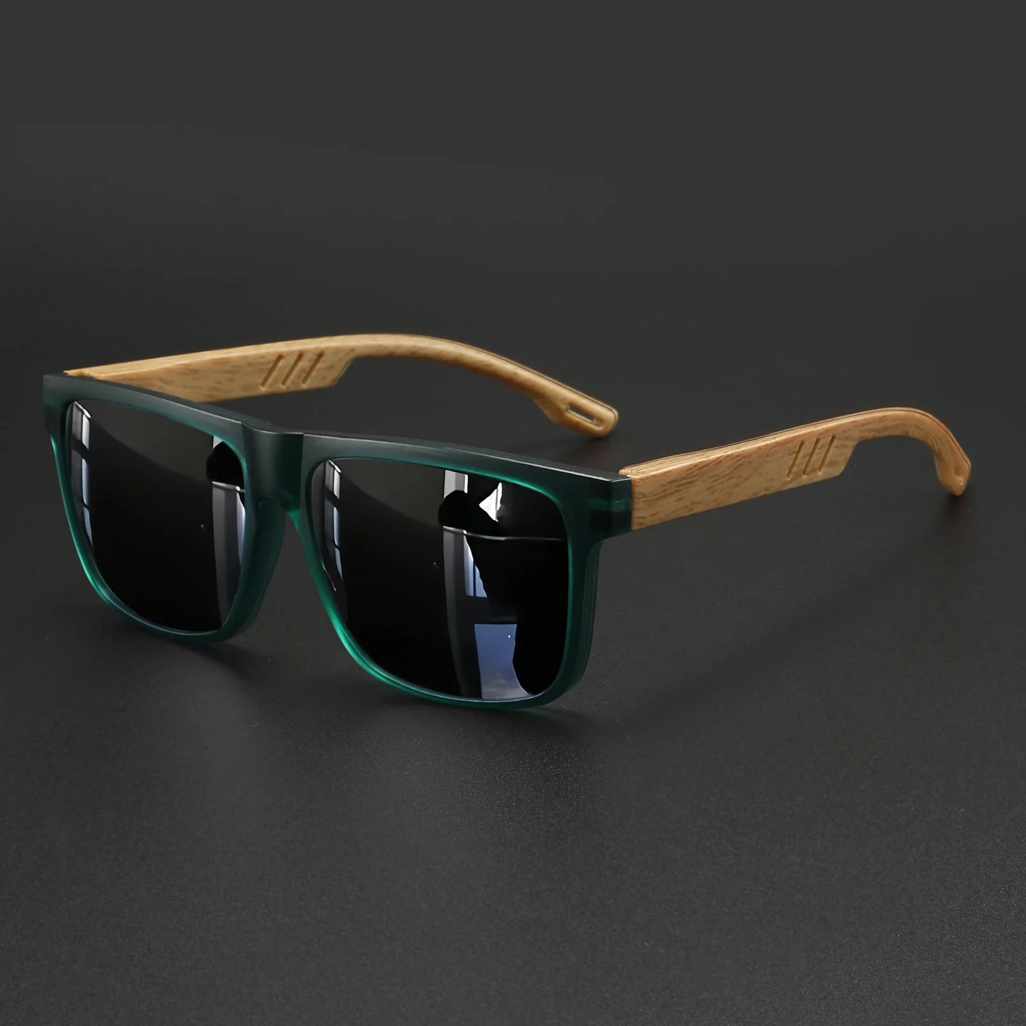 Nuevas gafas de sol Fashion Square: bisagra con acabado de madera, protección UV400, unisex, ideales para conducir, hacer senderismo y viajar