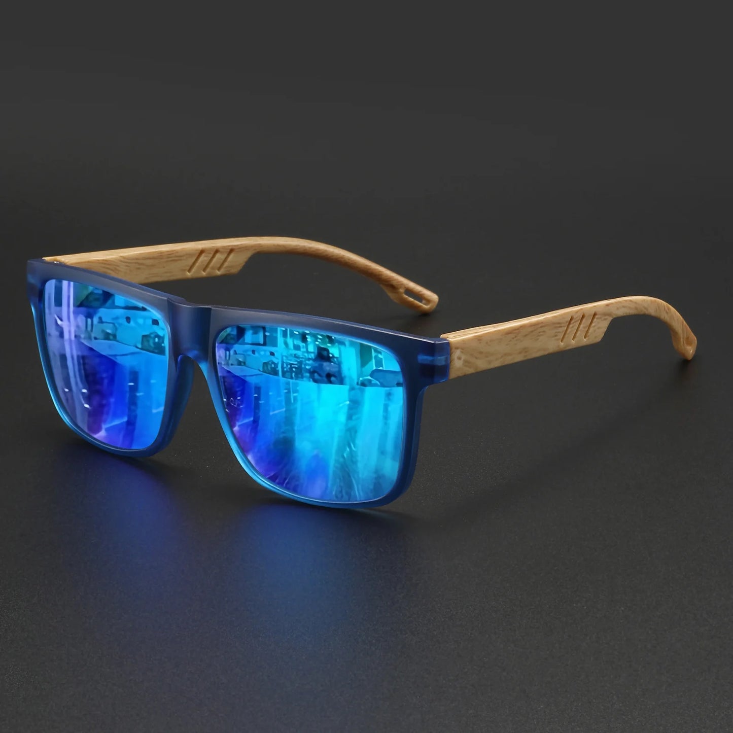 Nuevas gafas de sol Fashion Square: bisagra con acabado de madera, protección UV400, unisex, ideales para conducir, hacer senderismo y viajar