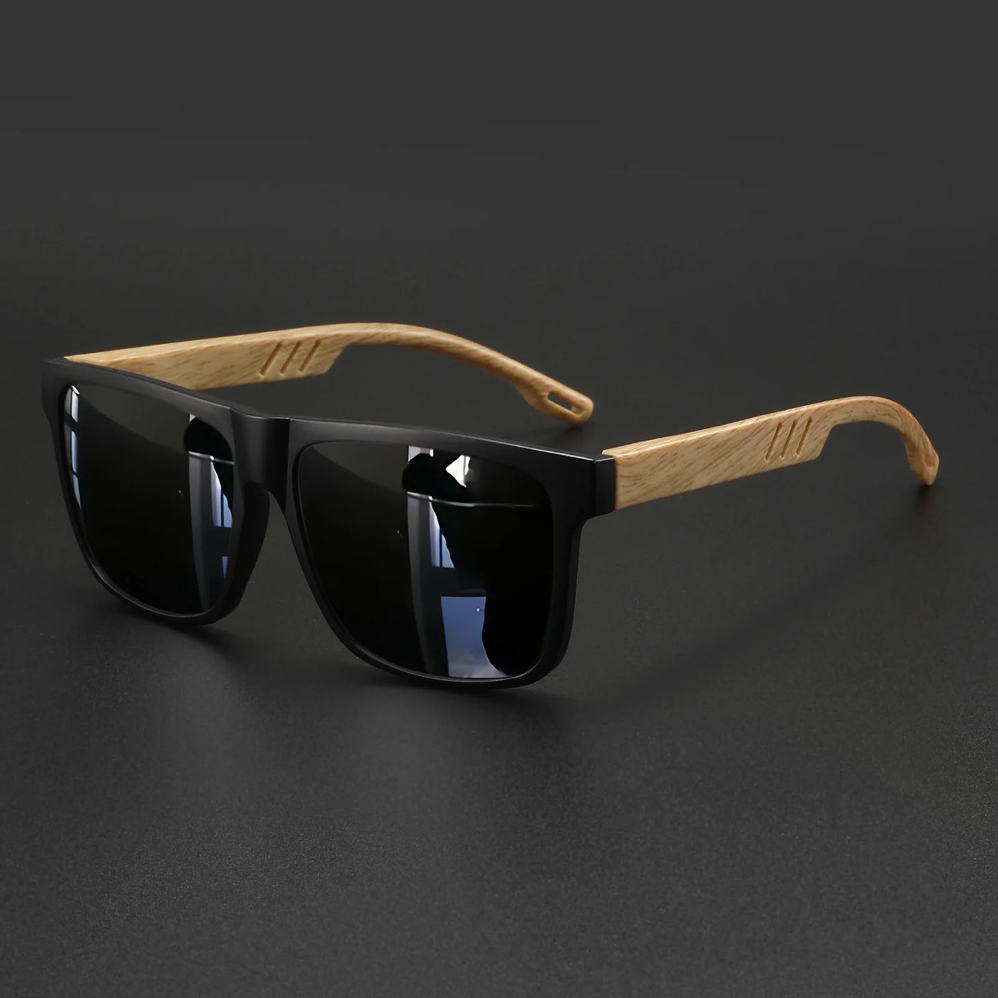 Nuevas gafas de sol Fashion Square: bisagra con acabado de madera, protección UV400, unisex, ideales para conducir, hacer senderismo y viajar
