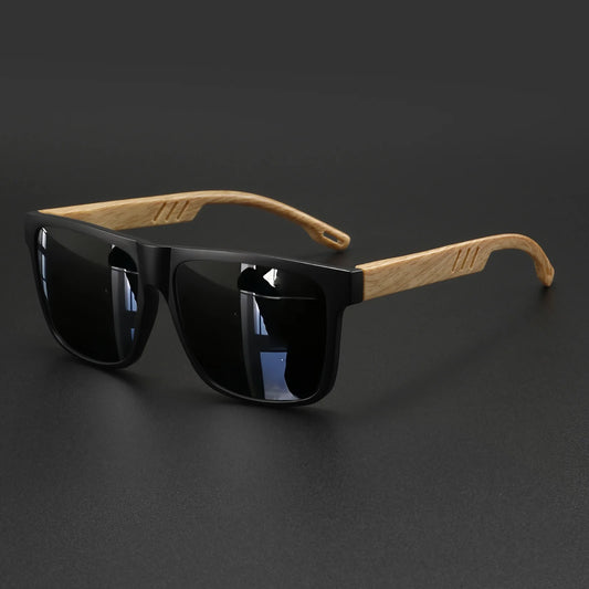 Nuevas gafas de sol Fashion Square: bisagra con acabado de madera, protección UV400, unisex, ideales para conducir, hacer senderismo y viajar