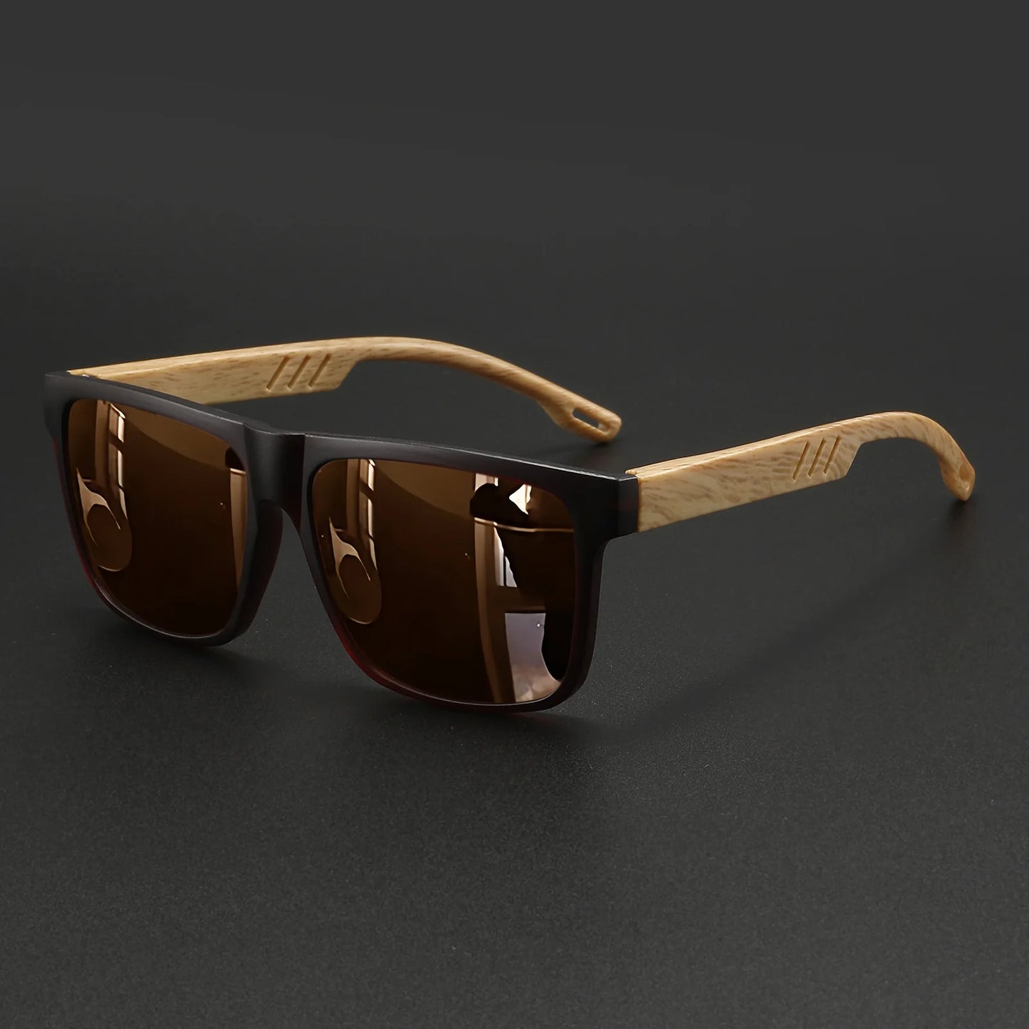 Nuevas gafas de sol Fashion Square: bisagra con acabado de madera, protección UV400, unisex, ideales para conducir, hacer senderismo y viajar